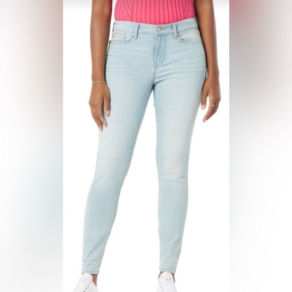Denizen‎ Womens Mid Rise Skinny Stretch Light Wash Jeans Size 16 Short